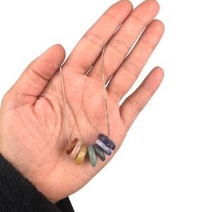 Chakra Healing Crystal 925 Stearling  Necklace Gemstone‎ Pendant Necklace D14Q